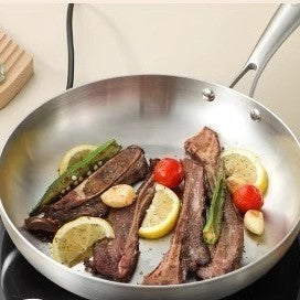 poĂȘle_inox_30 cm frire_viande et lĂ©gumes