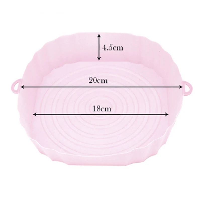 Revêtement-friteuse-silicone-fond-18 cm-hauteur-4.5 cm-largeur-extérieure-20 cm-couleur-rose