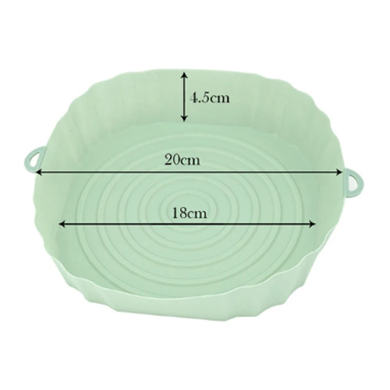 Revêtement-friteuse-silicone-fond-18 cm-hauteur-4.5 cm-largeur-extérieure-20 cm-couleur-vert