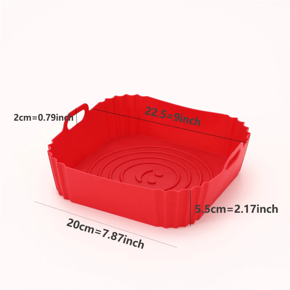 Revêtement-en-silicone-pour-friteuse-fond-de-20 cm-carré-rouge