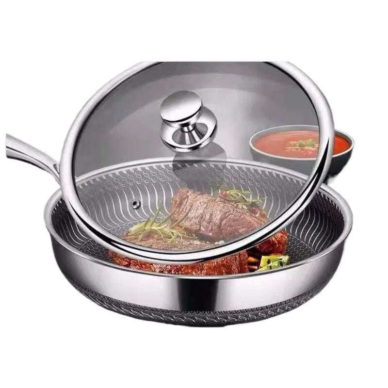 Poêle à frire avec couvercle cuit viande
