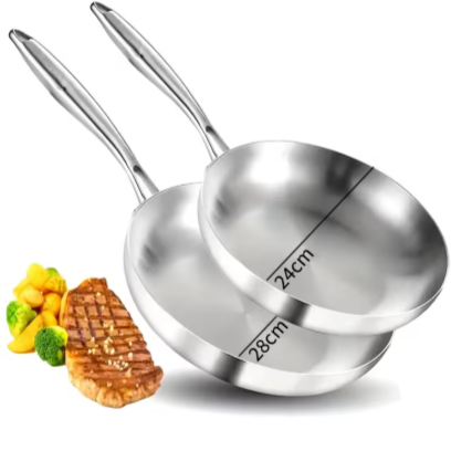 Poêle inox ensemble 24 et 28 cm