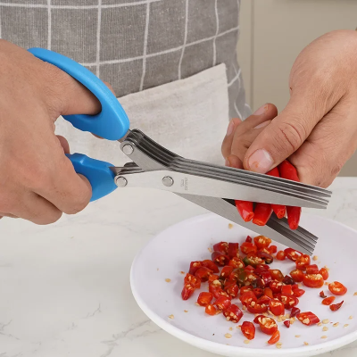 Coupe Légumes-Ciseaux de Cuisine - MultiLayersScissor™- Bleu