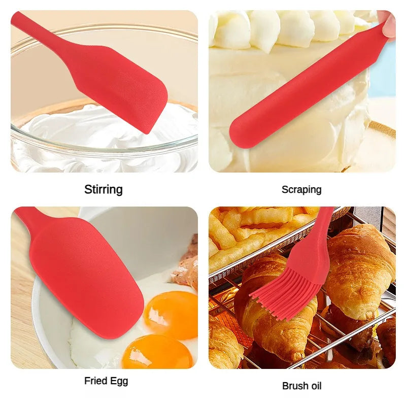 ustensiles en silicone ensemble 6pcs rouge utilisations